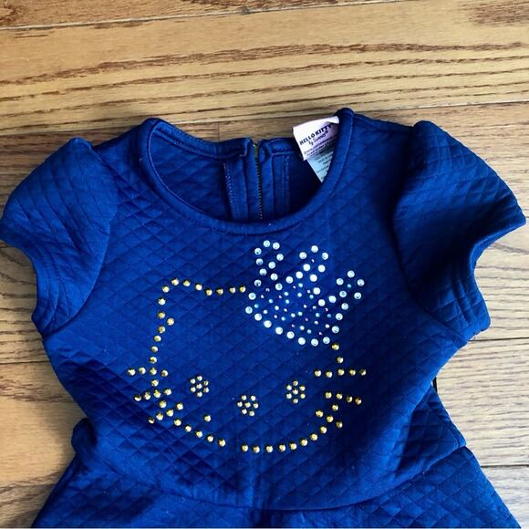 Sanrio Hello Kitty Authentic A-Line Blue Emblem Rhinestones Dress Girl’s Size 6X - Picture 2 of 7